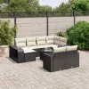  11 részes fekete polyrattan kerti ülőgarnitúra párnákkal