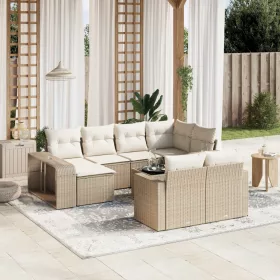    11 részes bézs polyrattan kerti ülőgarnitúra párnákkal