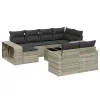  11 részes világosszürke polyrattan kerti ülőgarnitúra párnákkal