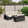  11 részes fekete polyrattan kerti ülőgarnitúra párnákkal