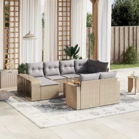    11 részes bézs polyrattan kerti ülőgarnitúra párnákkal