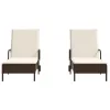  2 db barna polyrattan napozóágy párnával
