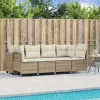  5 részes bézs polyrattan kerti ülőgarnitúra párnákkal