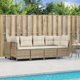    5 részes bézs polyrattan kerti ülőgarnitúra párnákkal