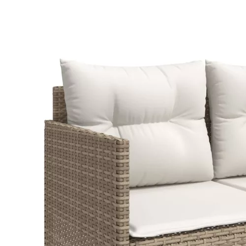  5 részes bézs polyrattan kerti ülőgarnitúra párnákkal