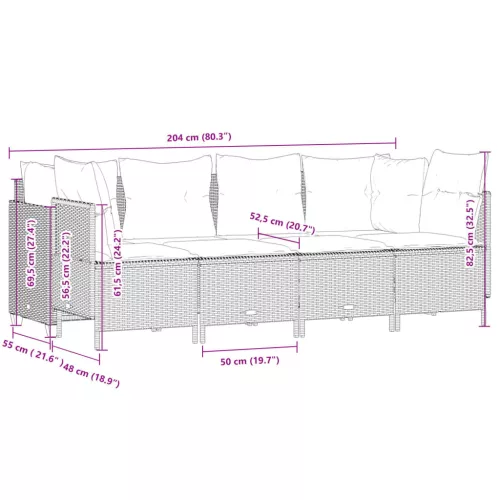  5 részes bézs polyrattan kerti ülőgarnitúra párnákkal