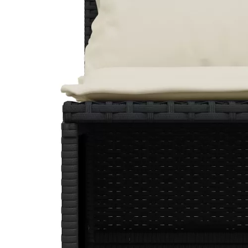  5 részes fekete polyrattan kerti kanapészett párnákkal