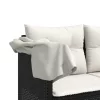  5 részes fekete polyrattan kerti kanapészett párnákkal