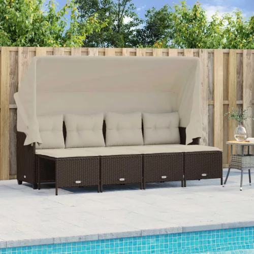  5 részes barna polyrattan kerti ülőgarnitúra párnával