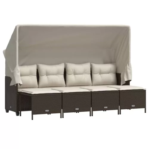  5 részes barna polyrattan kerti ülőgarnitúra párnával