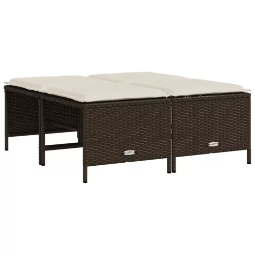  5 részes barna polyrattan kerti ülőgarnitúra párnával