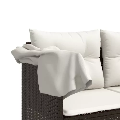  5 részes barna polyrattan kerti ülőgarnitúra párnával