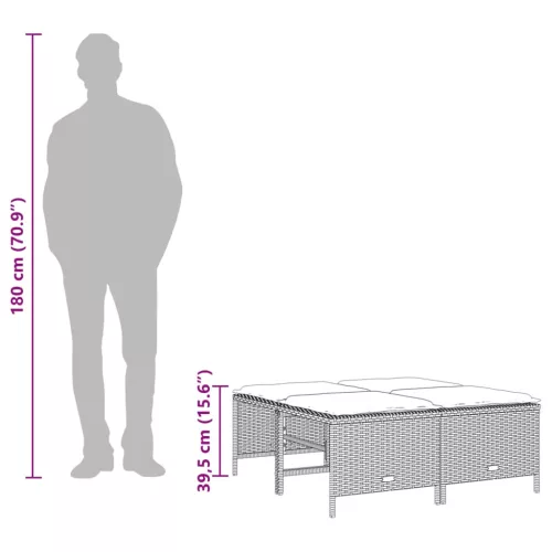  5 részes barna polyrattan kerti ülőgarnitúra párnával