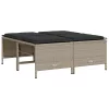  5 részes világosszürke polyrattan kerti ülőgarnitúra párnákkal