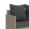  5 részes világosszürke polyrattan kerti ülőgarnitúra párnákkal