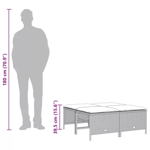  5 részes világosszürke polyrattan kerti ülőgarnitúra párnákkal