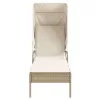  2 db bézs polyrattan napozóágy tetővel és asztallal