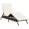  2 db barna polyrattan napozóágy párnával