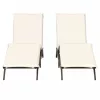  2 db barna polyrattan napozóágy párnával