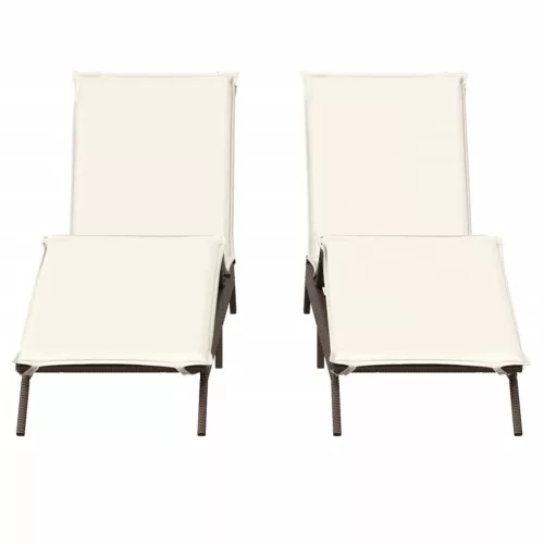  2 db barna polyrattan napozóágy párnával