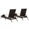  2 db barna polyrattan napozóágy párnával