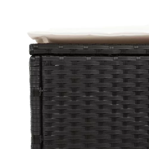  2 db fekete polyrattan napozóágy párnával