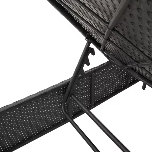  2 db fekete polyrattan napozóágy párnával