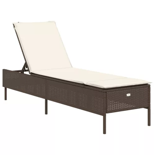  2 db barna polyrattan napozóágy párnával