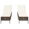  2 db barna polyrattan napozóágy párnával