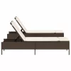  2 db barna polyrattan napozóágy párnával