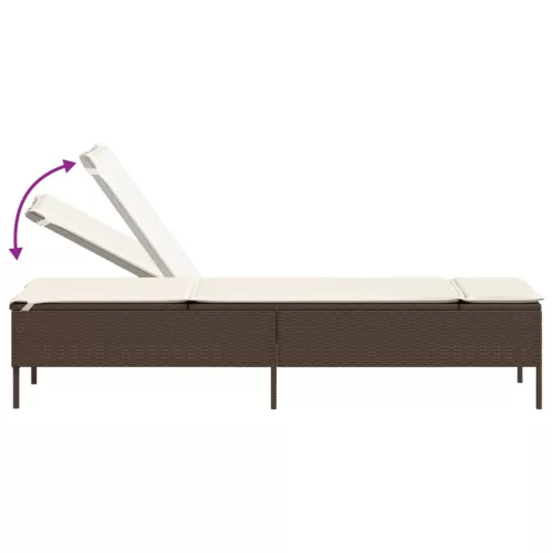  2 db barna polyrattan napozóágy párnával