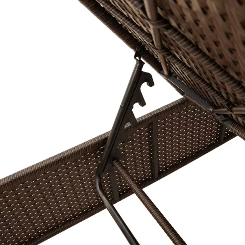  2 db barna polyrattan napozóágy párnával
