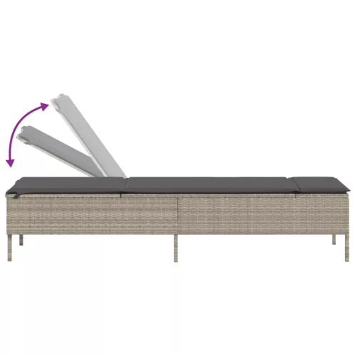  2 db világosszürke polyrattan napozóágy párnával