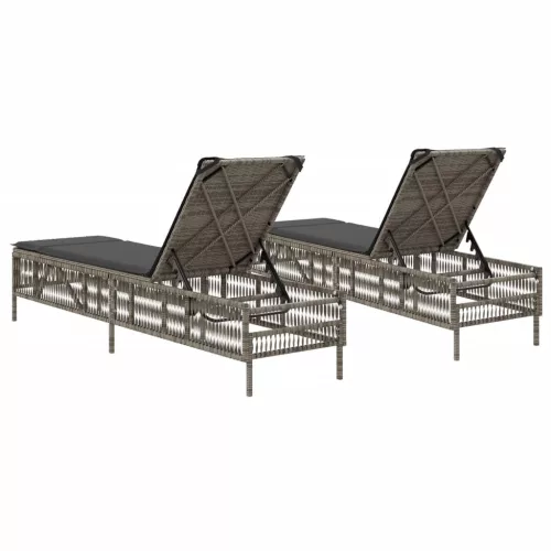  2 db világosszürke polyrattan napozóágy párnával