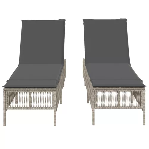  2 db világosszürke polyrattan napozóágy párnával