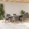  7 Darabos Kerti Étkezőszett Szürke Poli Rattan