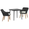  3 darabos kerti étkező szett fekete poly rattan