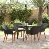  5 Részes Kert Étkező Készlet Fekete Polyrattan