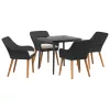  5 Részes Kert Étkező Készlet Fekete Polyrattan