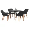  5 Részes Kert Étkező Készlet Fekete Polyrattan