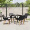  5 Részes Kert Étkező Készlet Fekete Polyrattan