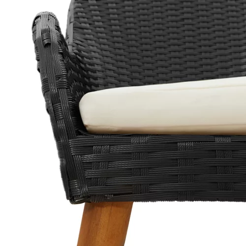 3 részes kerti étkezőkészlet fekete poli rattan