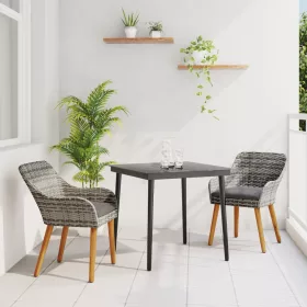  3 részes szürke poly rattan kert étkező szett