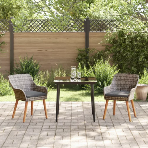  3 részes szürke poly rattan kert étkező szett