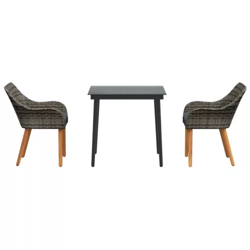  3 részes szürke poly rattan kert étkező szett
