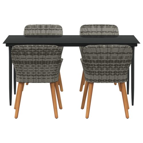  5 Darabos Kerti Étkező Szett Szürke Poly Rattan