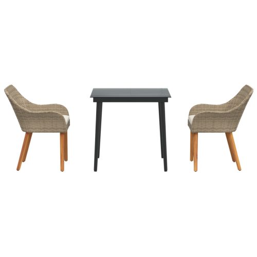  3 részes Kert Étkező Szett Bézs Poly Rattan