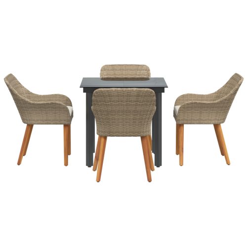  5 Darabos Kerti Étkezőszett Bézs Poli Rattan