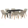  Étkezőgarnitúra 7 pcs Világosszürke és fekete 160 x 80 x 74 cm