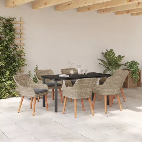  Étkezőgarnitúra 7 pcs Világosszürke és fekete 160 x 80 x 74 cm